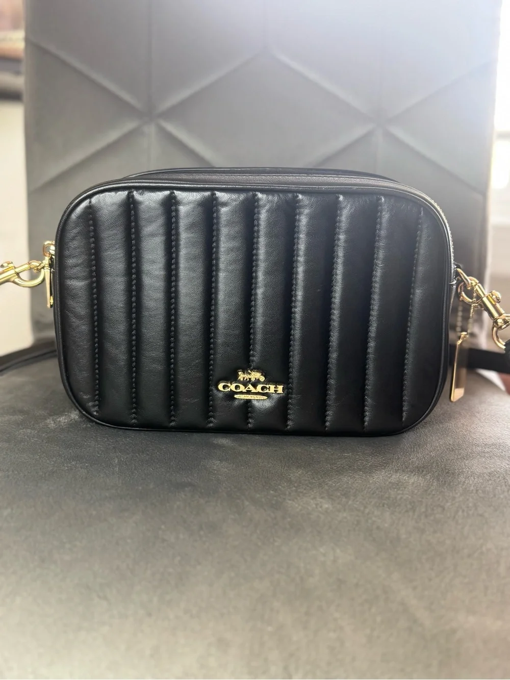 Coach Black Quilted Crossbody with Gold Hardware